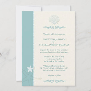 Convites Classy Sea Critters Beach Wedding