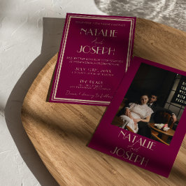 Convites Classy Wine Old Money Luxury Retro Photo Wedding