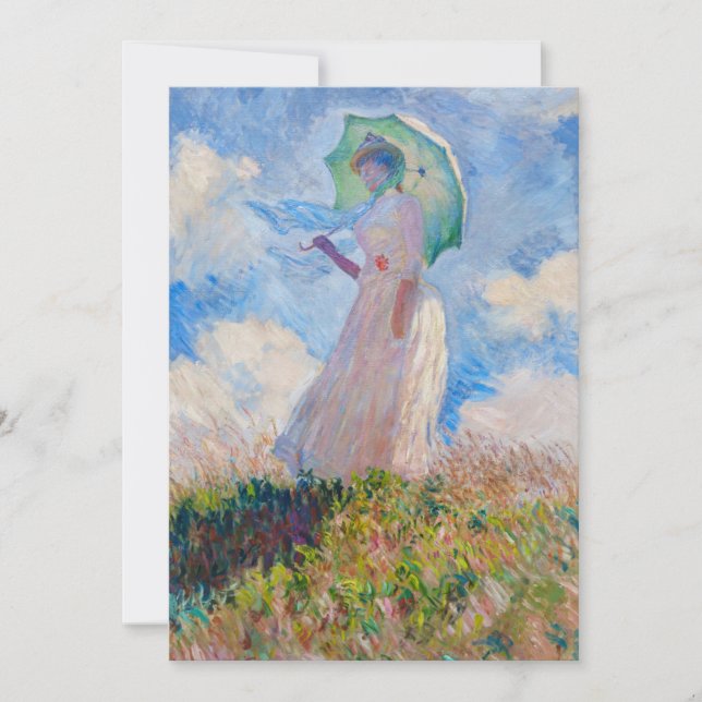 Convites Claude Monet - Mulher com Guarda-Sol virada para a (Frente)