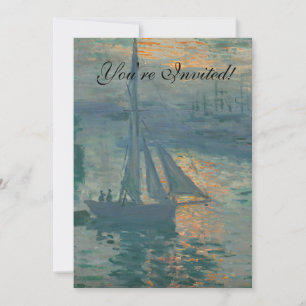 Convites Claude Monet Nascer do Sol Marinho Barco de Vela I