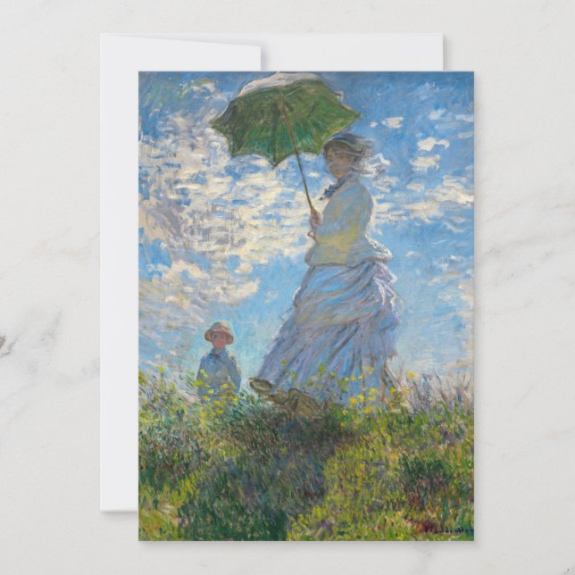 Convites Claude Monet - O Promenade, Mulher com Parasol (Frente)