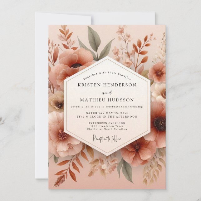 Convites Clay Muted Botanical Wedding (Frente)