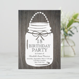 Convites Clay Rustic Mason Jar 18º Aniversário