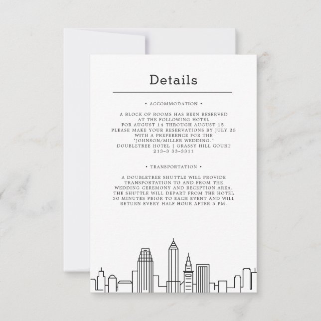 Convites Cleveland Wedding | Detalhes do convidado (Frente)