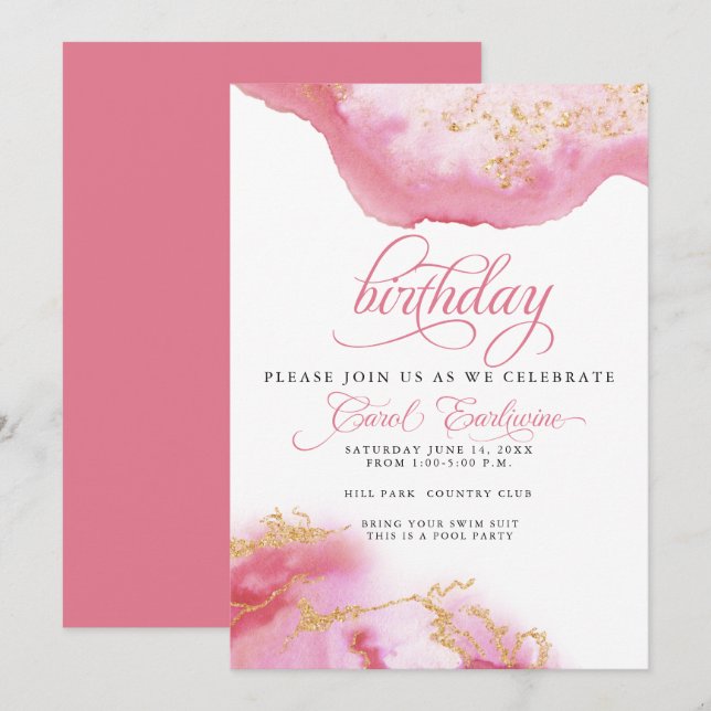 Convites CLIOMBirdia outubro Turmaline Watercolor Geode (Frente/Verso)