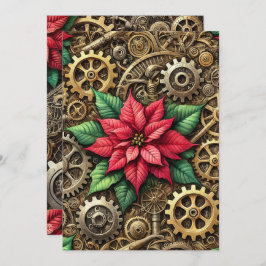 Convites Clocos Steampunk Imprimíveis com Poinsettia