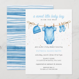 Convites Clothesline Blue Boy Baby Shower