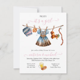 Convites Clothesline de Chá de fraldas da Oktoberfest Girl