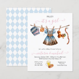 Convites Clothesline de Chá de fraldas da Oktoberfest Girl