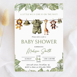 Convites Clothesline Safari Baby Shower Invitation A Little