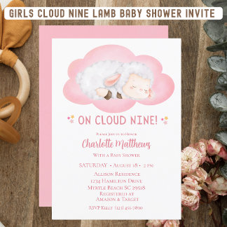 Convites Cloud Nine 9 Chás de fraldas de Boca-Bebê
