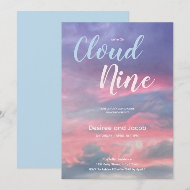 Convites Cloud Nine Baby Boy Shower Invitations (Frente/Verso)