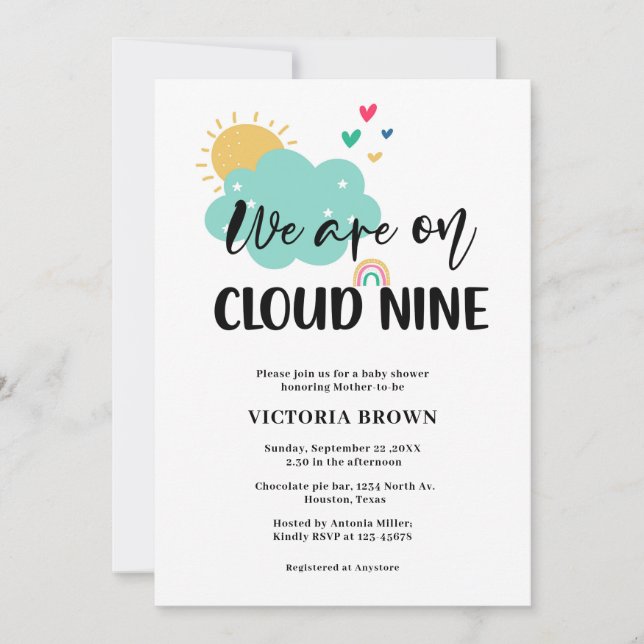 Convites Cloud NIne Baby Shower Invitation (Frente)