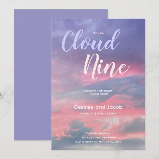 Convites Cloud Nine Gender Neutral Baby Shower Invitations (Frente/Verso)