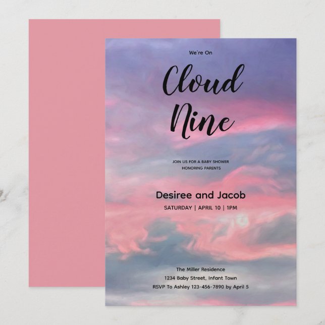 Convites Cloud Nine Girl Baby Shower Invitations (Frente/Verso)