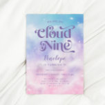 Convites Cloud Nine Girls 9º Aniversário<br><div class="desc">Cartão de convite de aniversário Dreamy com ilustração aquosa do céu rosa,  azul e rosa com estrelas e nuvens. O texto diz "Estamos na Nuvem Nove." Perfeito para o 9º aniversário da sua garota.</div>