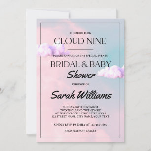Convites Cloud Nine Pastel Colorida Bridal e Chá de fraldas