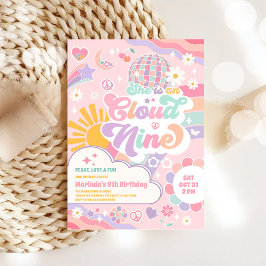 Convites Cloud Nine Retro Groovy Daisy 9th Birthday