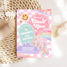 Convites Cloud Nine Retro Groovy Daisy 9th Birthday Invitat