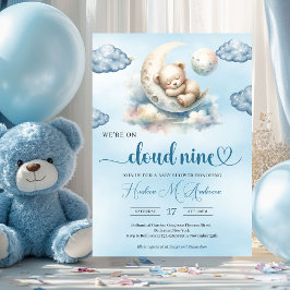 Convites Cloud nove de ursos castanhos de cor azul-aquático