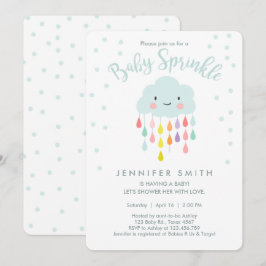 Convites Cloud Raindrops Rainbow Neutral Baby Sprinkle