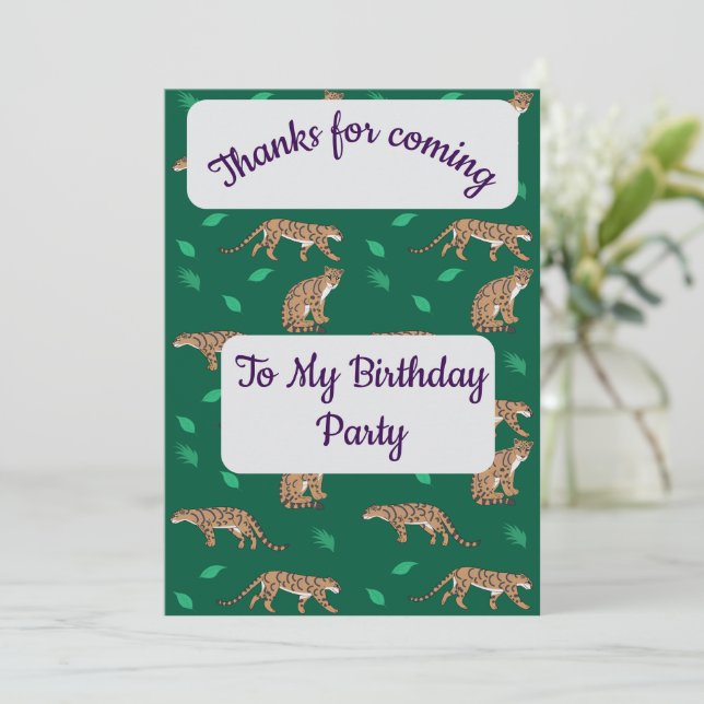 Convites Clouded Leopard Thank you Card (Em pé/Frente)