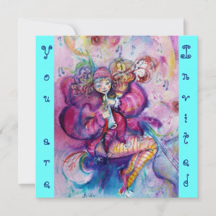 Convites CLOWN MUSICAL, azul-rosa azul-turquesa azul