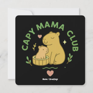 Convites Clube Capy Mama Fofa Mamãe e Bebê Capivara Retrô 