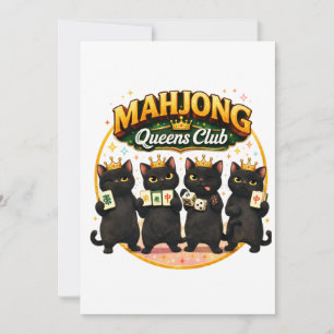 Convites Clube das Rainhas do Mahjong Gatos Pretos Fofos