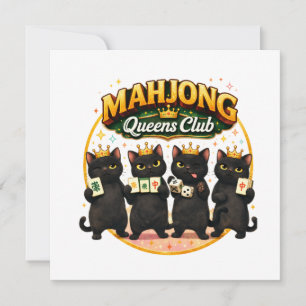 Convites Clube das Rainhas do Mahjong Gatos Pretos Fofos
