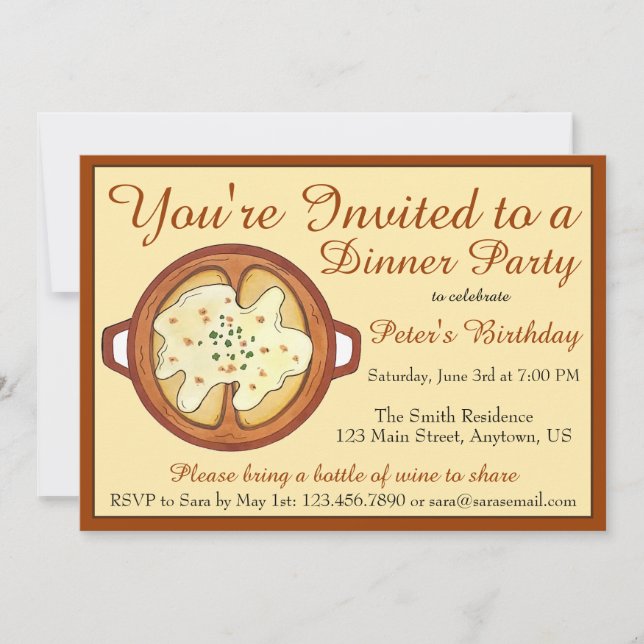 Convites Clube de Comida do Janto de Cebola de Cebola (Frente)