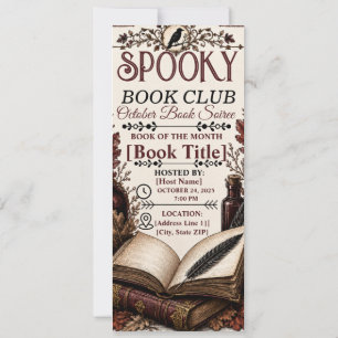 Convites Clube de Leitura Assombrado Gótico Vintage Hallowe