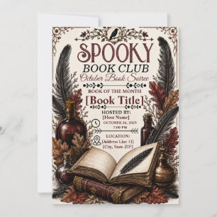 Convites Clube de Leitura Gótico Vintage Assustador de Hall