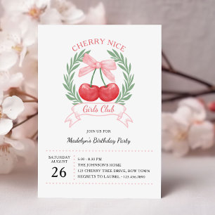 Convites Clube de Meninas Cherry Nice Arco Rosa Aniversário