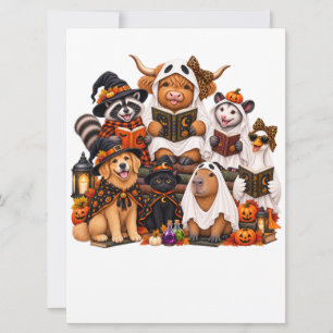 Convites Clube do Livro de Animais Fofos de Halloween – Vac