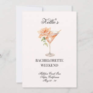 Convites Clube Social Blush Martini Cocktail c/QR Code Bach