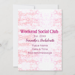 Convites Clube social de fim de semana rosa brilho despedid