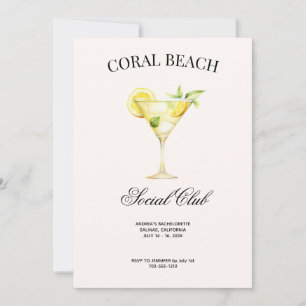 Convites Clube Social de Localização Personalizada Coquetel
