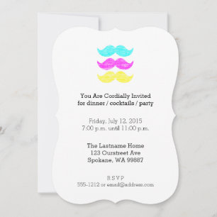 Convites CMY Mustaches (estilo letterpress)