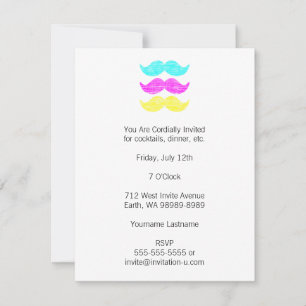 Convites CMY Mustaches (estilo letterpress)