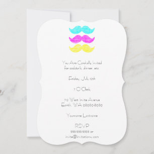 Convites CMY Mustaches (estilo letterpress)