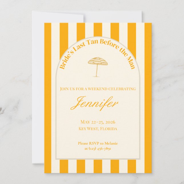 Convites Coastal Bachelorette Invitation/Itinerary - Orange (Frente)