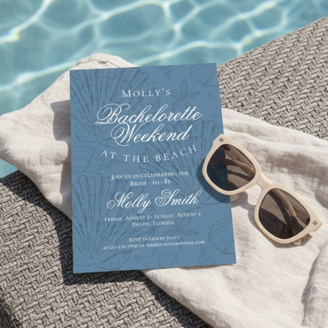 Convites Coastal Blue Bachelorette Itinerary (Coastal Blue Bachelorette Itinerary Invitation)
