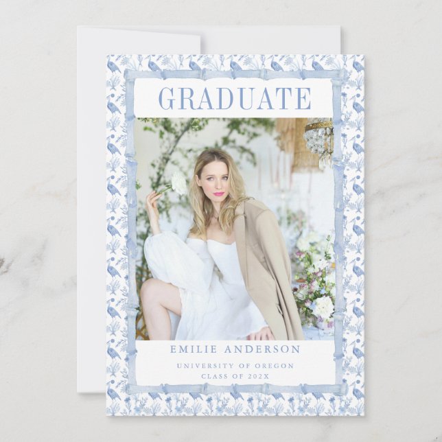 Convites Coastal Blue Graduation Announcement Card Photo (Frente)