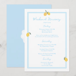 Convites Coastal Blue Lemon Amalfi Wedding Itinerary Card
