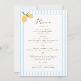 Convites Coastal Blue Lemon Amalfi Wedding Menu Card