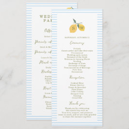 Convites Coastal Blue Lemon Amalfi Wedding Program Card