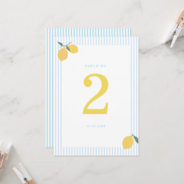 Convites Coastal Blue Lemon Amalfi Wedding Table Number