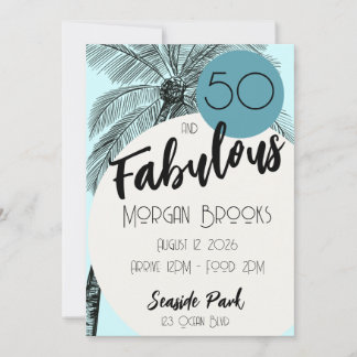 Convites Coastal Chic 50 and Fabulous Birthday Aqua