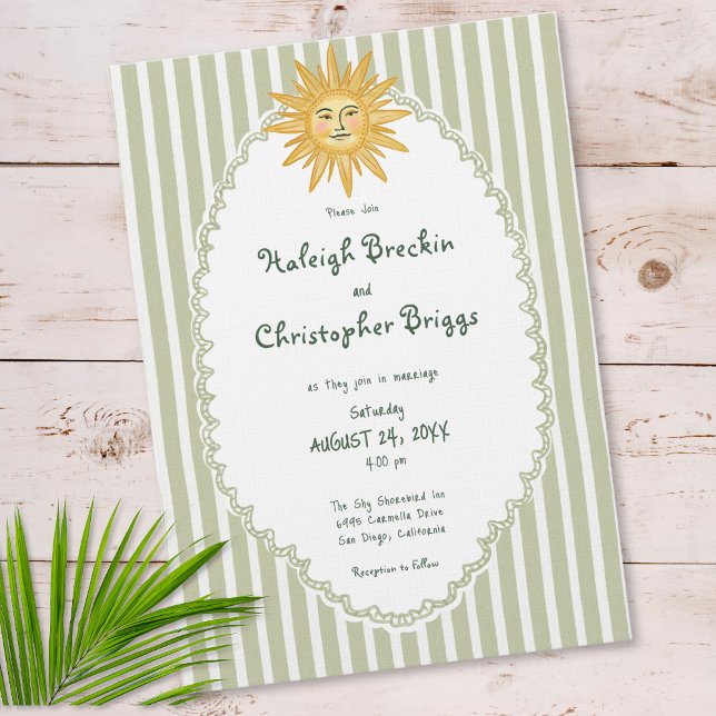 Convites Coastal Chic Sun Palm Tree Wedding (Coastal Chic Sun Palm Tree Wedding Invitation)